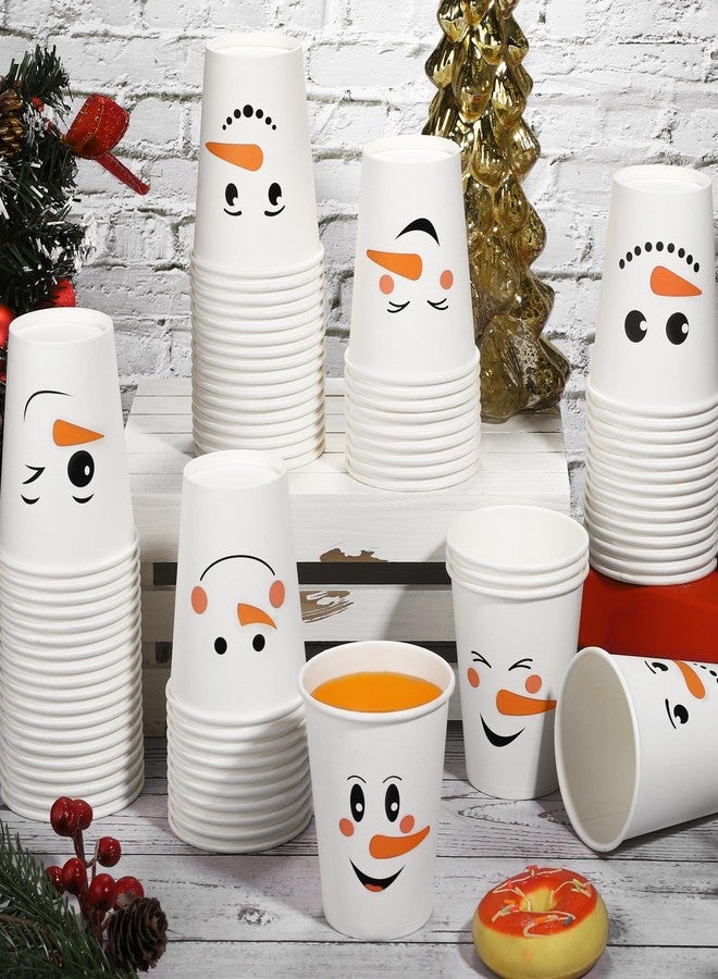 Kochorie 120 Pieces Christmas Snowman Disposable Paper Cups 9 Oz Winter Paper Cups Hot Cold Beverage Smile Face Drinking Cup for Christmas Winter Holiday Party Supplies - Image 4
